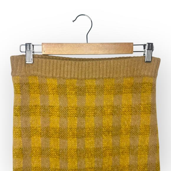 Shop Stevie NWT Vienna Plaid Skirt Knit Sweater Pencil Skirt Size S Tan Yellow - Picture 3 of 12